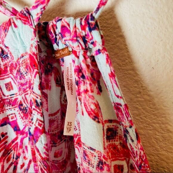 EUC Free People Red Printed Tunic Dress XS - Picture 5 of 7